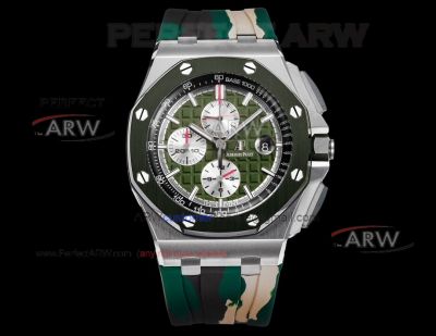 AAA replica TK Factory Audemars Piguet Royal Oak Offshore Green Dial Rubber Bracelet 